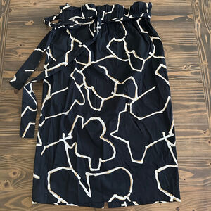 Women's Who What Wear Black White Abstract Midi Skirt Size M Office Style